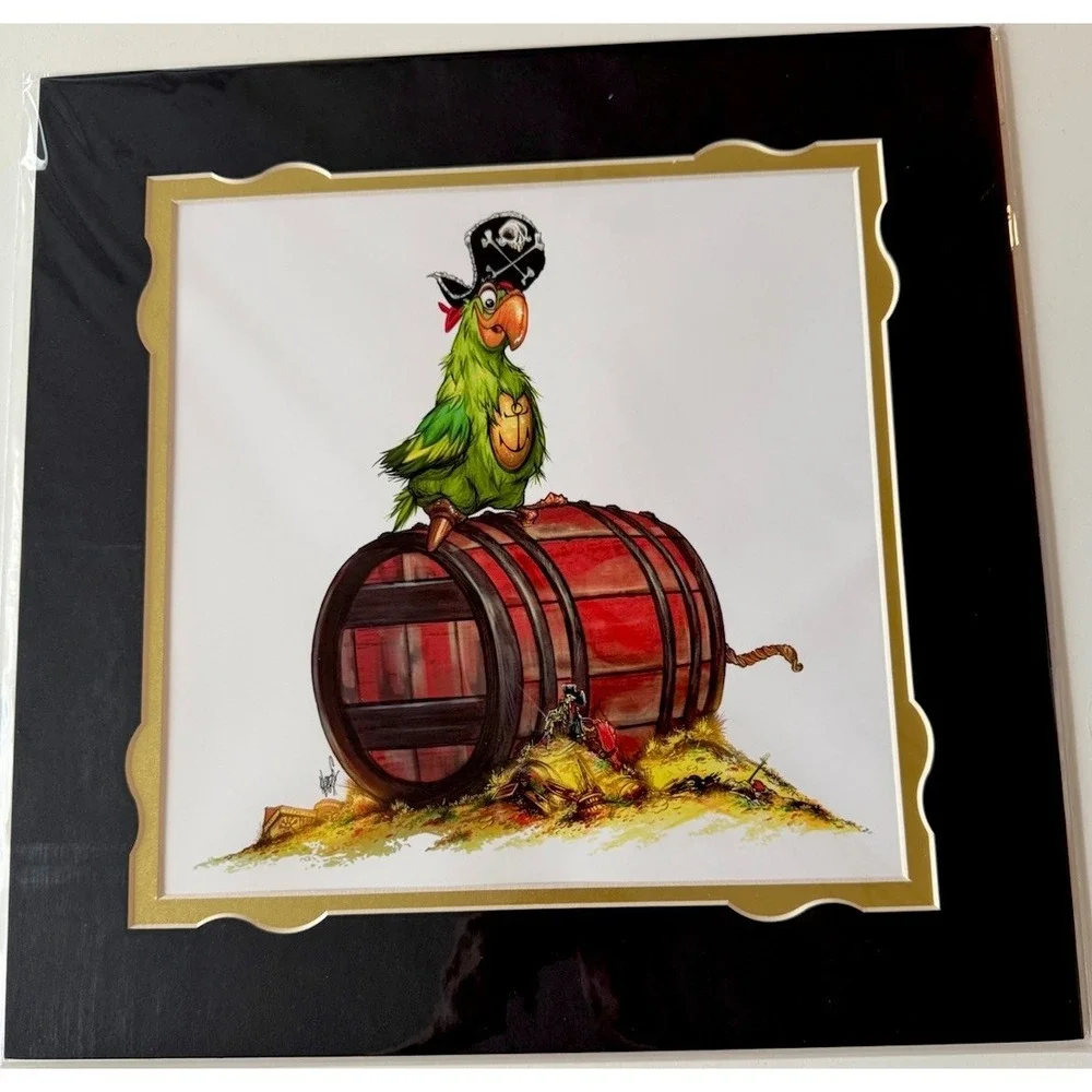 2025 Disney Parks Pirate BB Beak Barrel Parrot Print Francisco Herrera 14x14